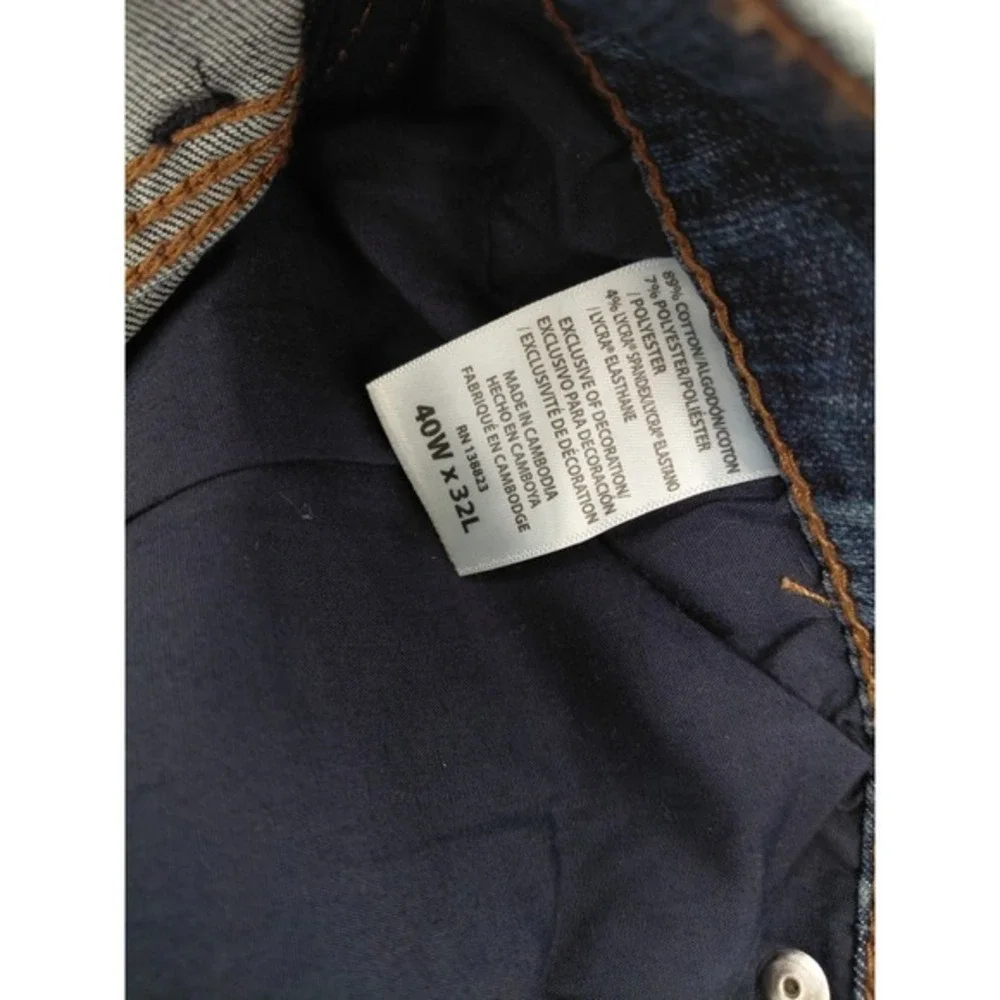 Rank 45 Men Jeans 40W X 32L Blue Denim Back‎ Pockets Embroidery